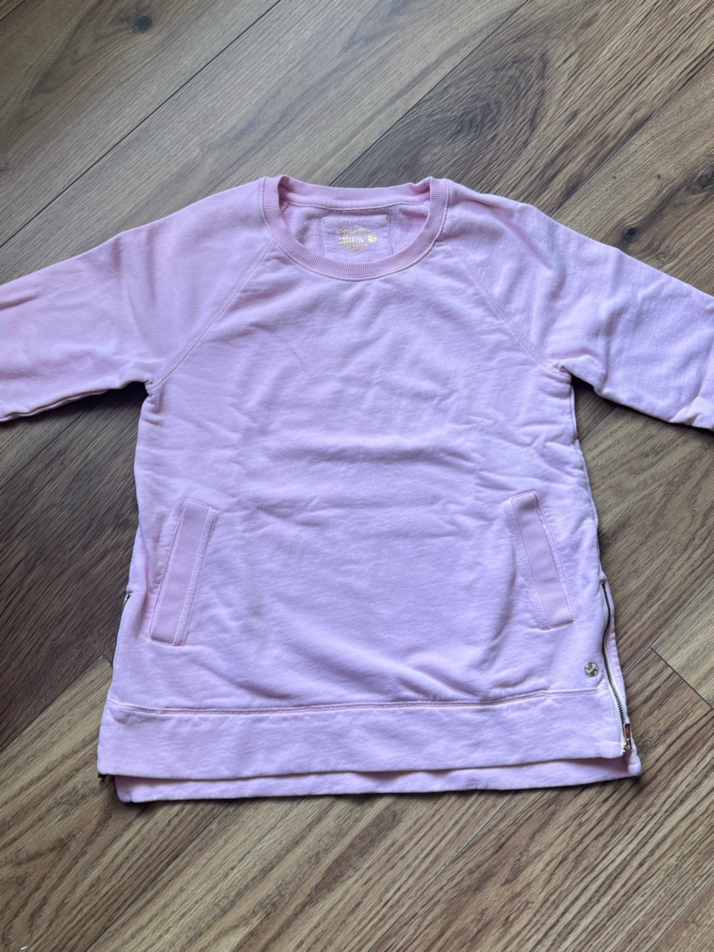 Lily Pulitzer Light Pink Luxetic Crewneck Sweater with side pockets and side zip